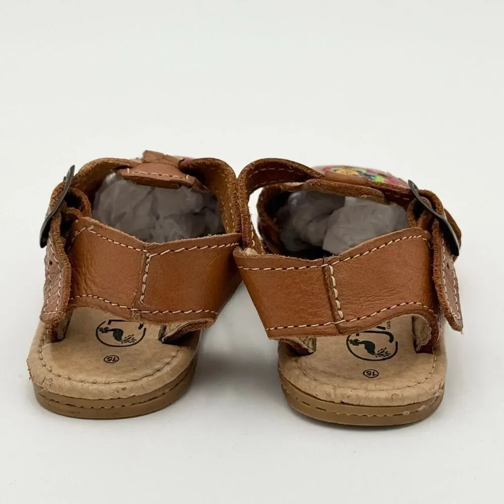 JAB Mexican Handmade Huarache Embroidered Leather Sandals for Little Kids - MX S